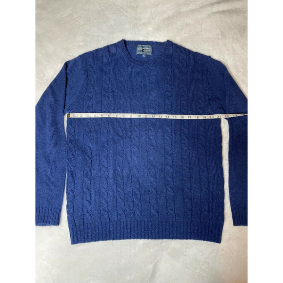 Line Of Trade Mens Large Blue Shetland Wool Cable Knit The Mariner Sweater - Picture 3 of 7